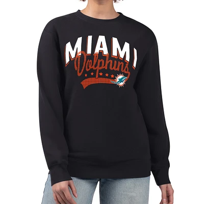 Women's G-III 4Her by Carl Banks Black Miami Dolphins Filigree Logo Graphic Fleece Pullover Sweatshirt
