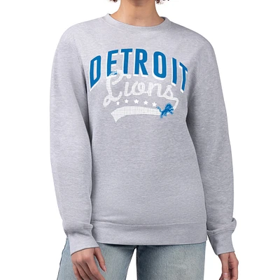Women's G-III 4Her by Carl Banks Heather Gray Detroit Lions Filigree Logo Graphic Fleece Pullover Sweatshirt