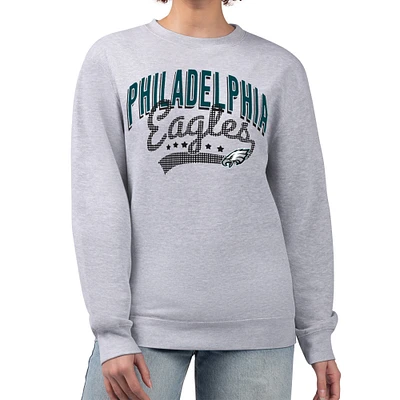 Women's G-III 4Her by Carl Banks Heather Gray Philadelphia Eagles Filigree Logo Graphic Fleece Pullover Sweatshirt