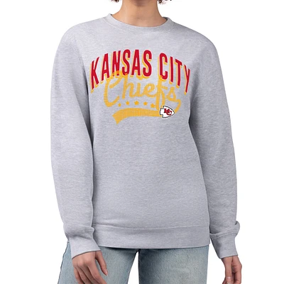 Women's G-III 4Her by Carl Banks Heather Gray Kansas City Chiefs Filigree Logo Graphic Fleece Pullover Sweatshirt