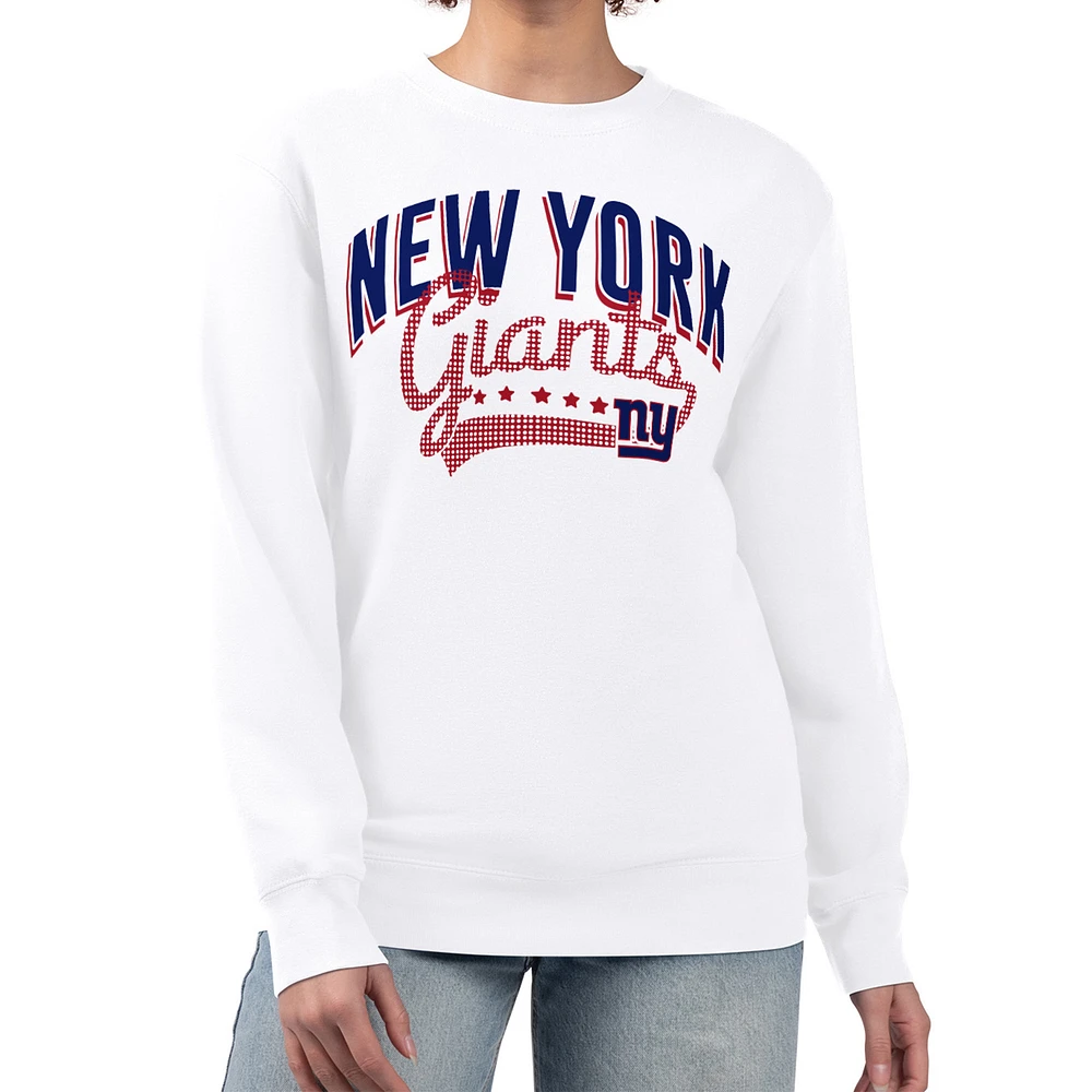Women's G-III 4Her by Carl Banks White New York Giants Filigree Logo Graphic Fleece Pullover Sweatshirt
