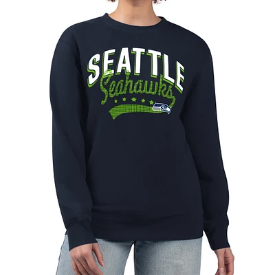 Women's G-III 4Her by Carl Banks College Navy Seattle Seahawks Filigree Logo Graphic Fleece Pullover Sweatshirt