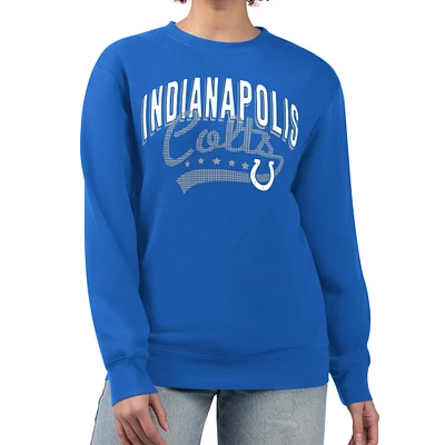 Women's G-III 4Her by Carl Banks Royal Indianapolis Colts Filigree Logo Graphic Fleece Pullover Sweatshirt
