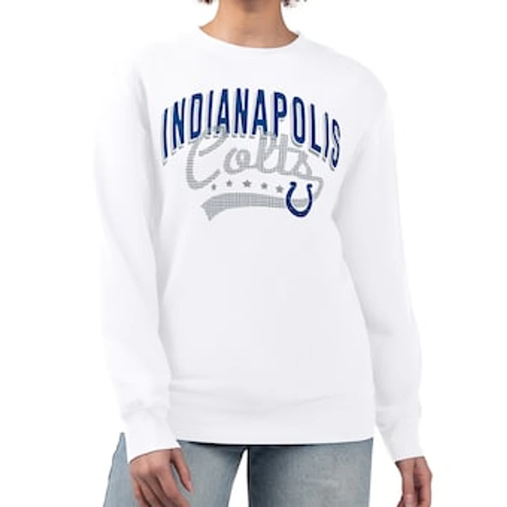 Women's G-III 4Her by Carl Banks White Indianapolis Colts Filigree Logo Graphic Fleece Pullover Sweatshirt
