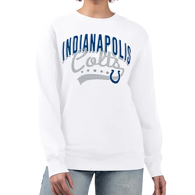 Women's G-III 4Her by Carl Banks White Indianapolis Colts Filigree Logo Graphic Fleece Pullover Sweatshirt