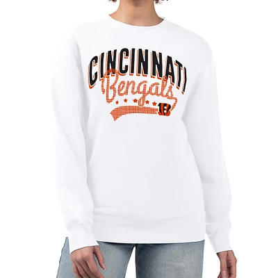 Women's G-III 4Her by Carl Banks White Cincinnati Bengals Filigree Logo Graphic Fleece Pullover Sweatshirt