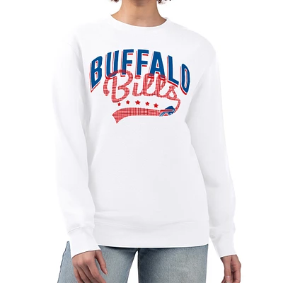 Women's G-III 4Her by Carl Banks White Buffalo Bills Filigree Logo Graphic Fleece Pullover Sweatshirt