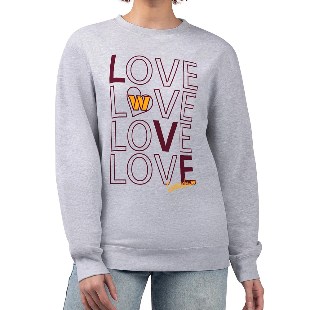 Women's G-III 4Her by Carl Banks Heather Gray Washington Commanders Lots of Love Graphic Fleece Pullover Sweatshirt