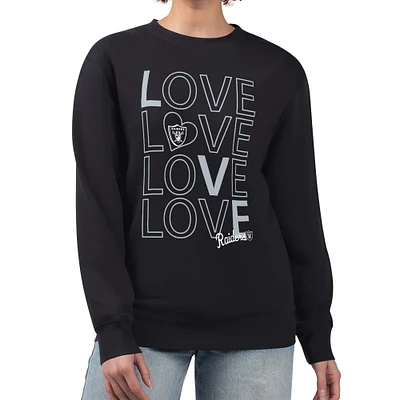 Women's G-III 4Her by Carl Banks Black Las Vegas Raiders Lots of Love Graphic Fleece Pullover Sweatshirt
