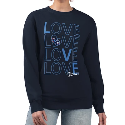 Women's G-III 4Her by Carl Banks Navy Tennessee Titans Lots of Love Graphic Fleece Pullover Sweatshirt