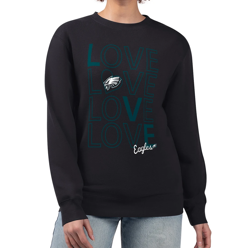 Women's G-III 4Her by Carl Banks Philadelphia Eagles Lots of Love Graphic Fleece Pullover Sweatshirt