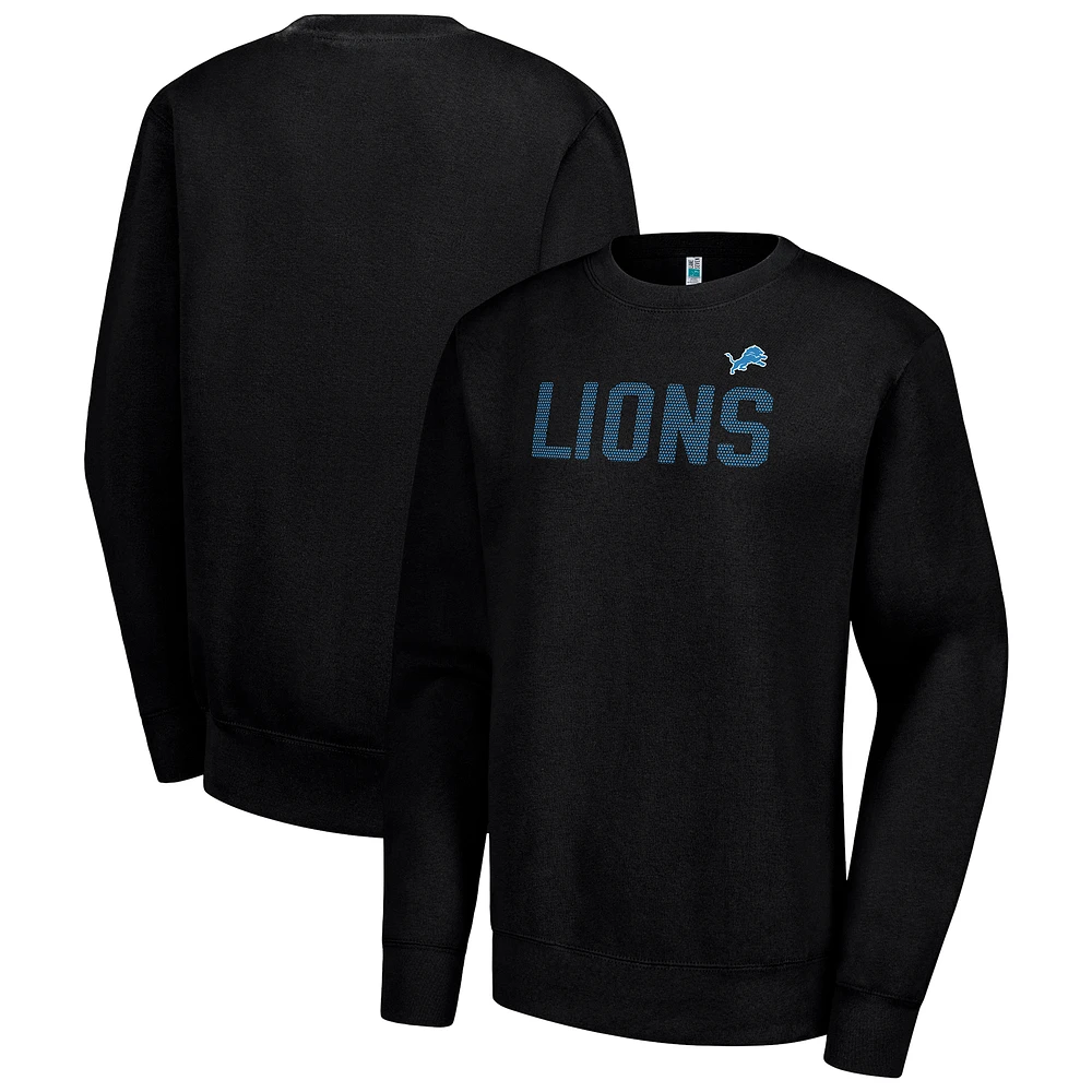 Women's G-III 4Her by Carl Banks Black Detroit Lions Dot Print Team Graphic Fleece Pullover Sweatshirt