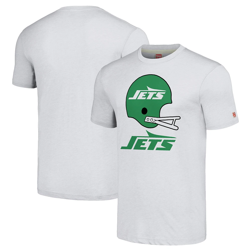 Unisex Homage White New York Jets Big Helmet Tri-Blend T-Shirt