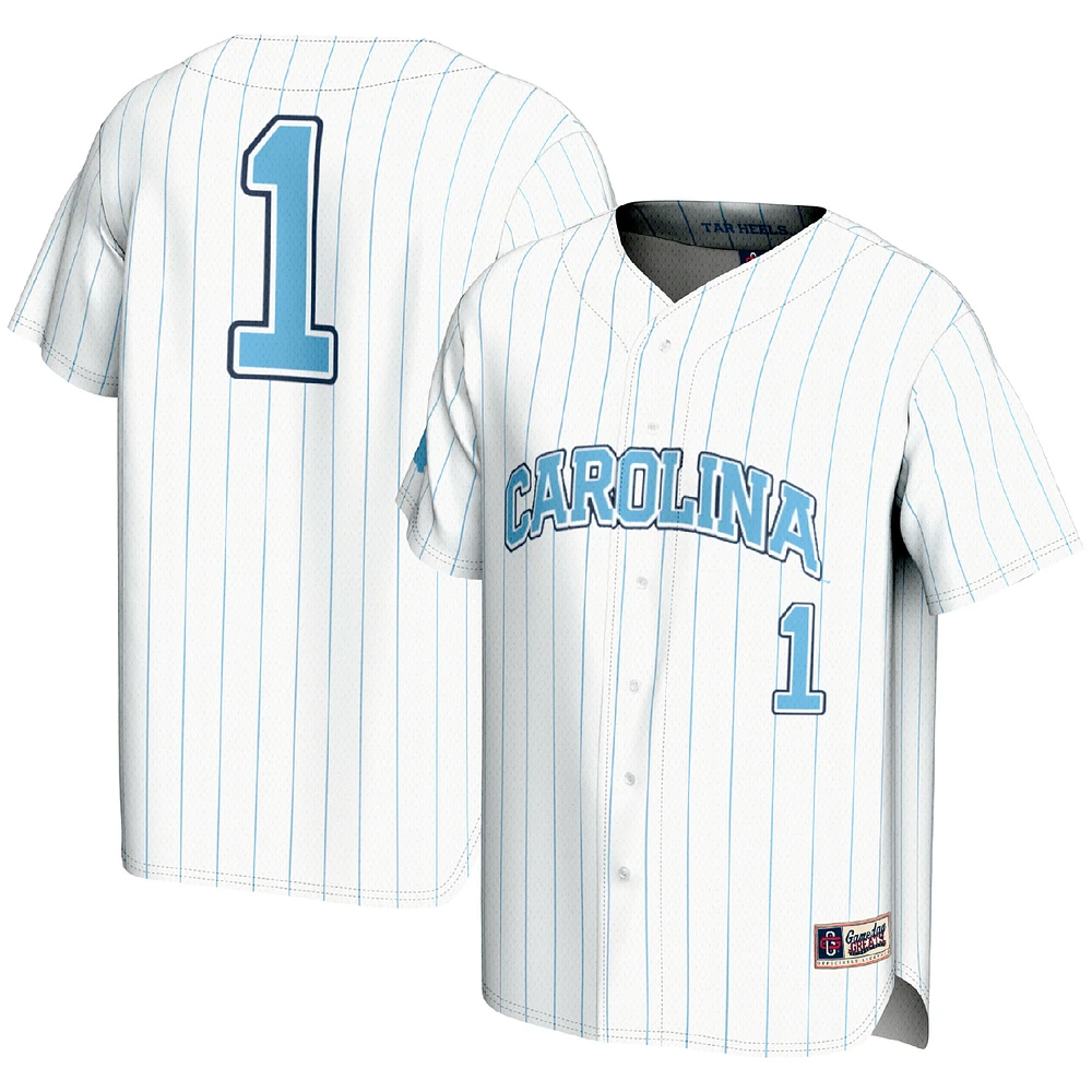 Men's GameDay Greats #1 White North Carolina Tar Heels Lightweight Baseball Fashion Jersey