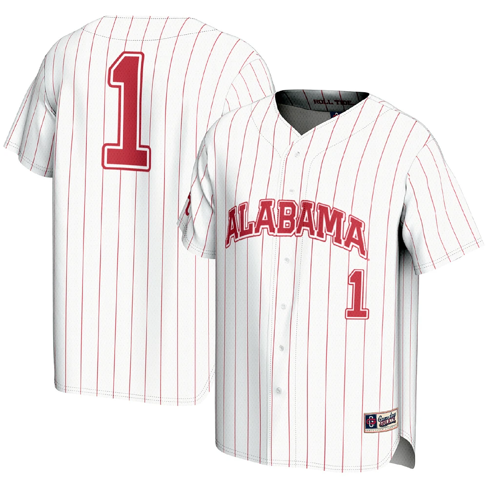Men's GameDay Greats #1 White Alabama Crimson Tide Lightweight Baseball Fashion Jersey