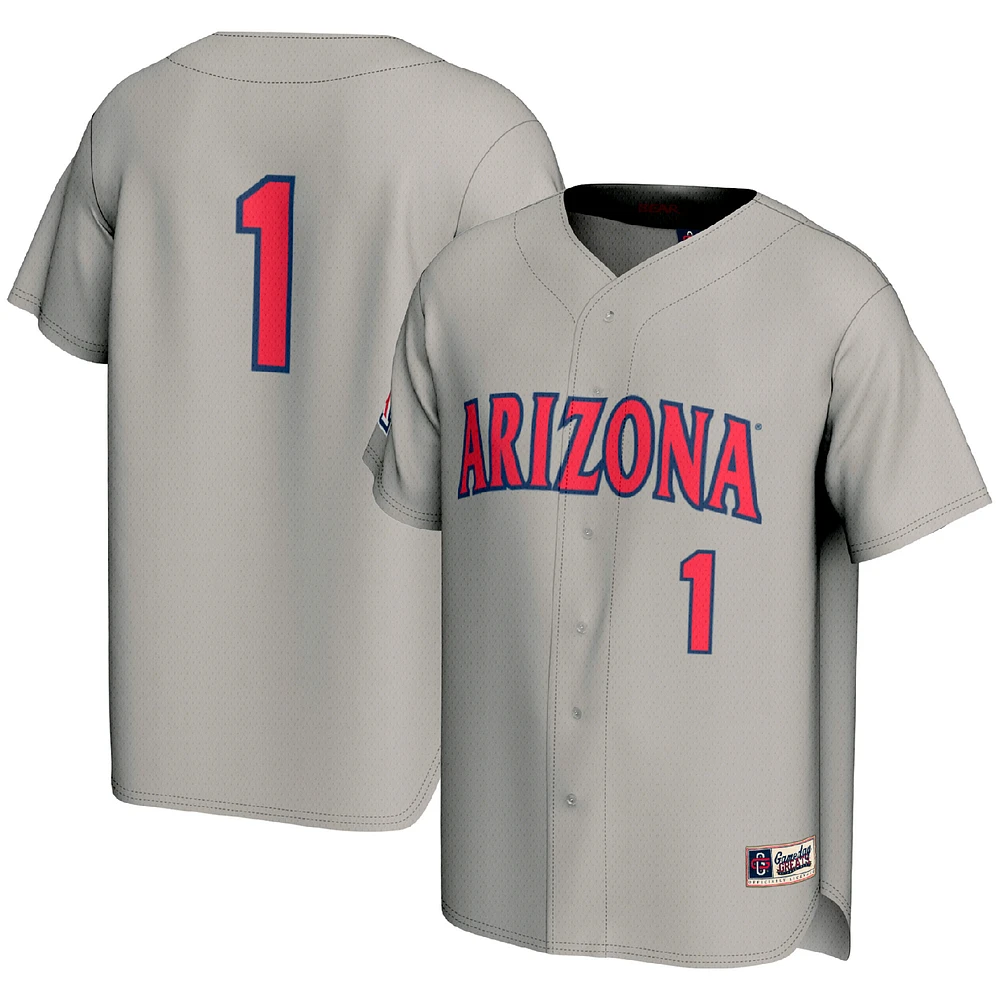 Men's GameDay Greats #1 Gray Arizona Wildcats Lightweight Baseball Fashion Jersey