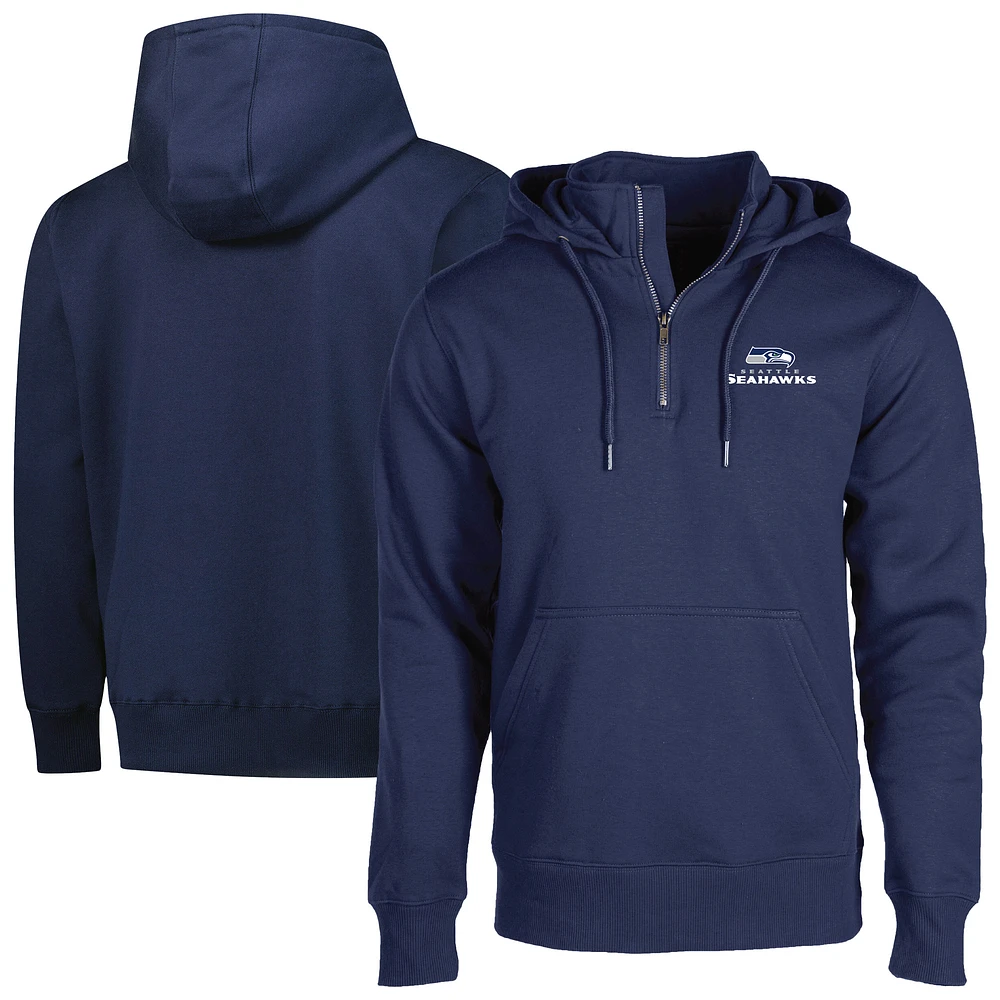 Unisex Dunbrooke College Navy Seattle Seahawks Defender Quarter-Zip Hoodie