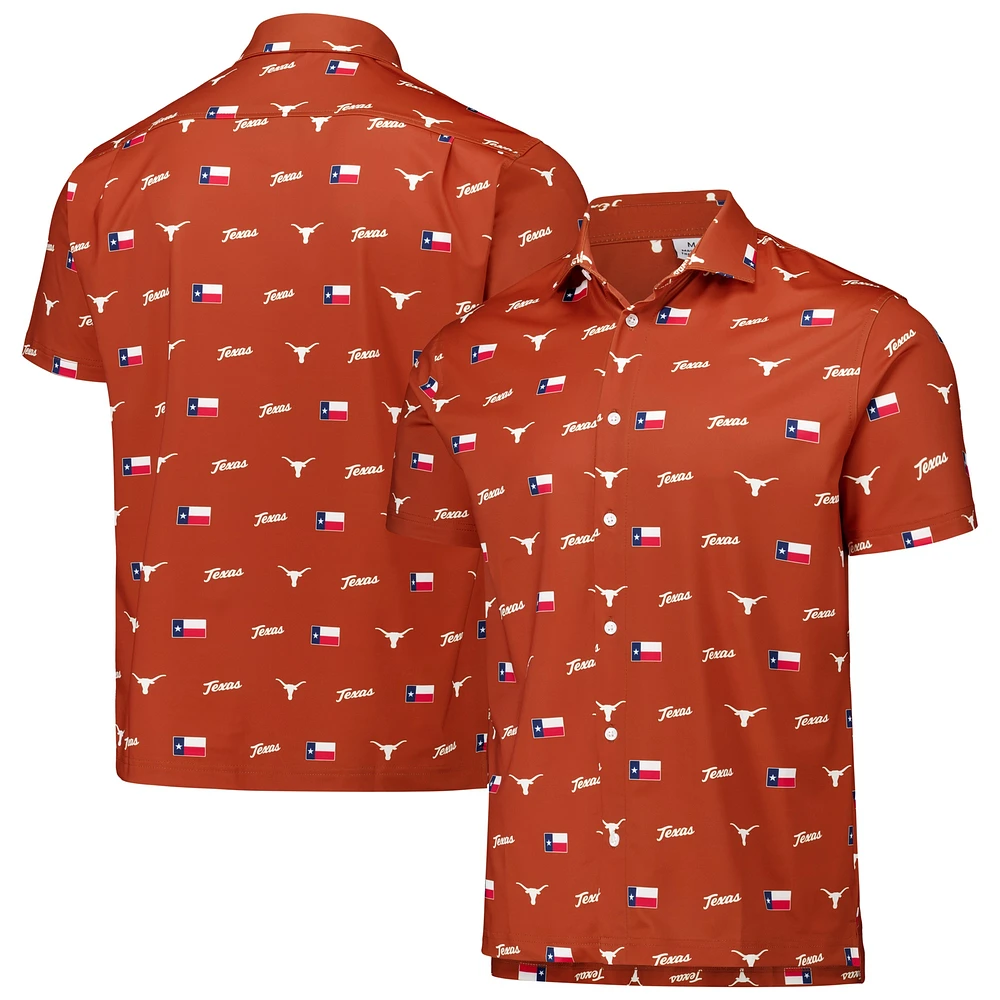 Men's Texas Orange Texas Longhorns Texas Icons Tri-Blend Button-Up Polo