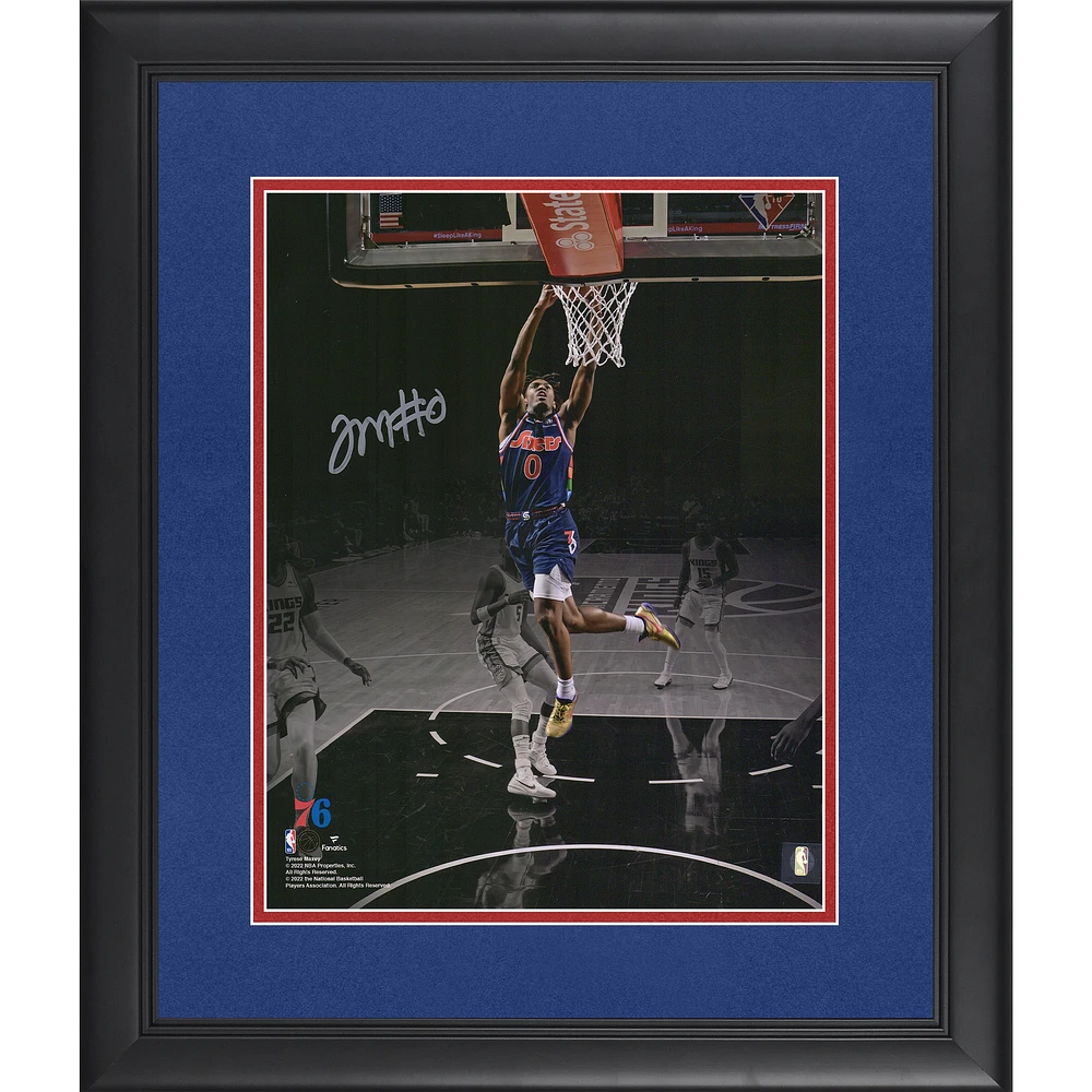 Tyrese Maxey Philadelphia 76ers Autographed Framed 11" x 14" Dunk Spotlight Photograph