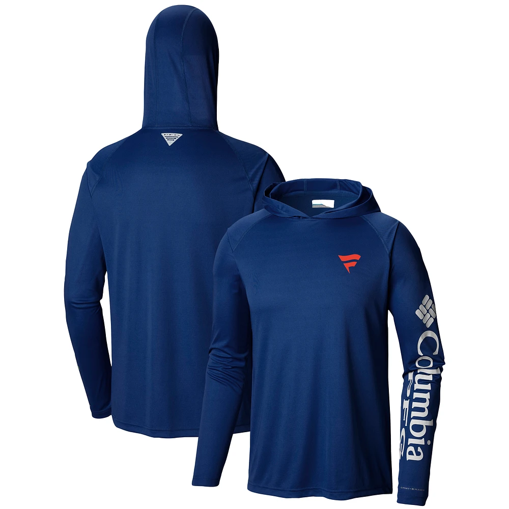 Men's Columbia Navy Fanatics Omni-Shade Terminal Tackle Hoodie Long Sleeve T-Shirt