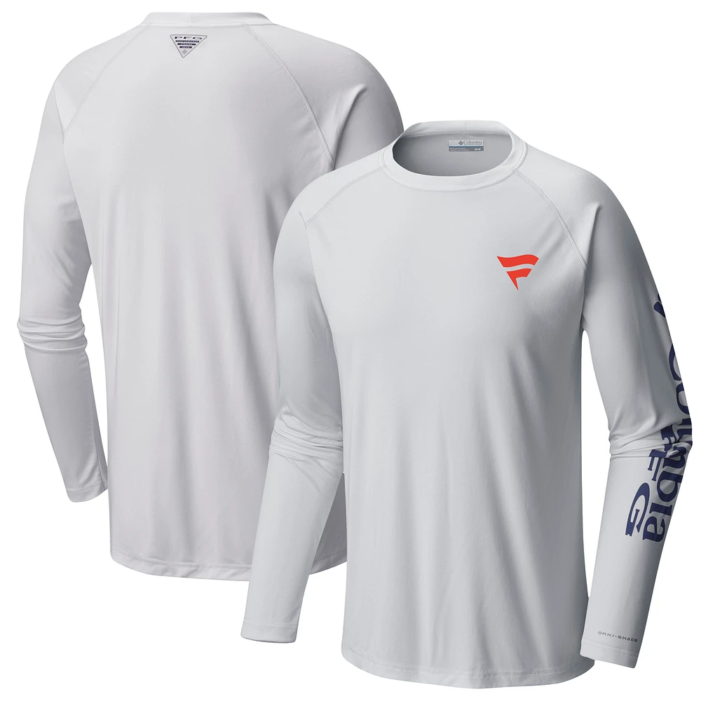 Men's Columbia White Fanatics Terminal Tackle Raglan Long Sleeve Shirt