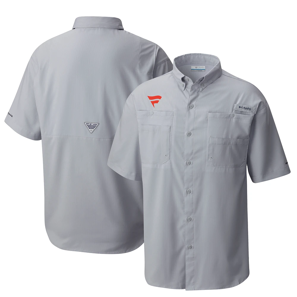 Men's Columbia Gray Fanatics Omni-Shade Tamiami Button-Down Shirt