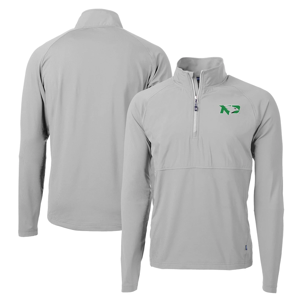 Men's Cutter & Buck Gray North Dakota Adapt Eco Knit Hybrid Recycled Quarter-Zip Pullover Top