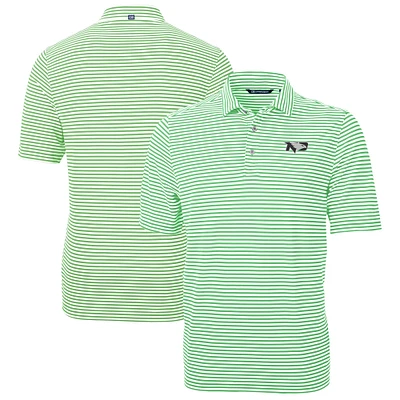 Men's Cutter & Buck Kelly Green North Dakota Virtue Eco Pique Stripe Recycled Polo