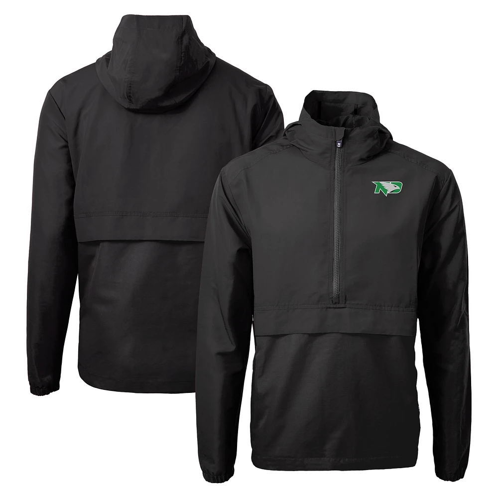Men's Cutter & Buck Black North Dakota Charter Eco Recycled Half-Zip Anorak Jacket