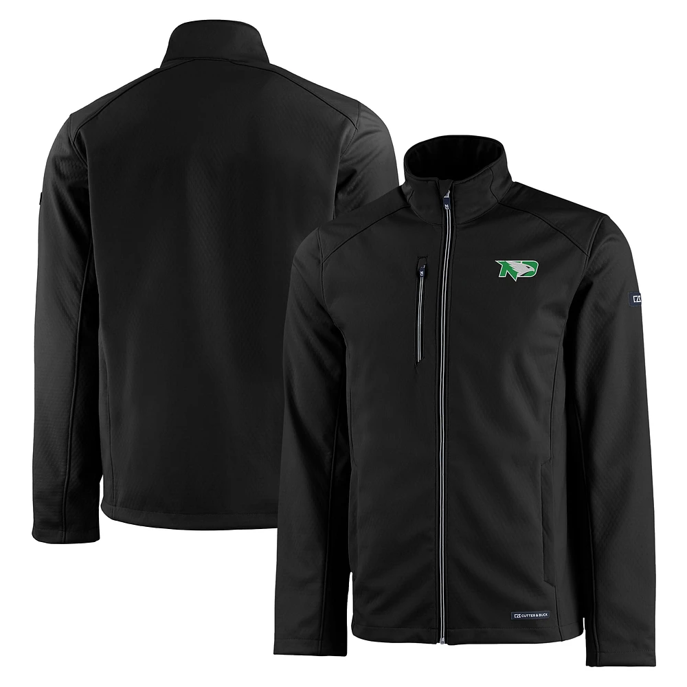 Men's Cutter & Buck Black North Dakota Evoke Eco Softshell Recycled Full-Zip Jacket
