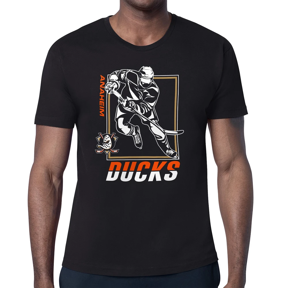 Men's Starter Black Anaheim Ducks Player Grid T-Shirt