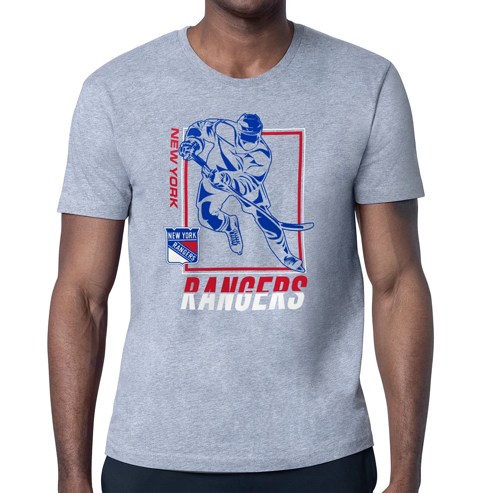 Men's Starter Heather Gray New York Rangers Player Grid T-Shirt