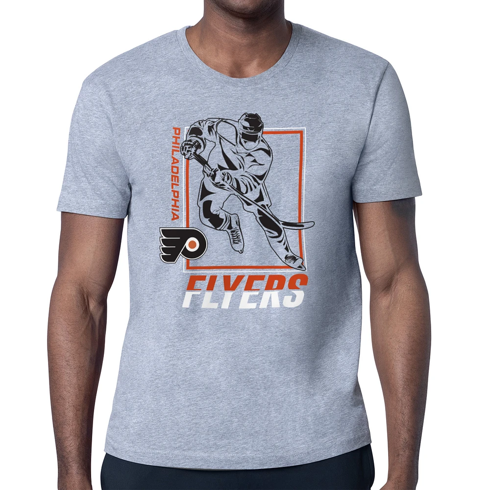 Men's Starter Heather Gray Philadelphia Flyers Player Grid T-Shirt