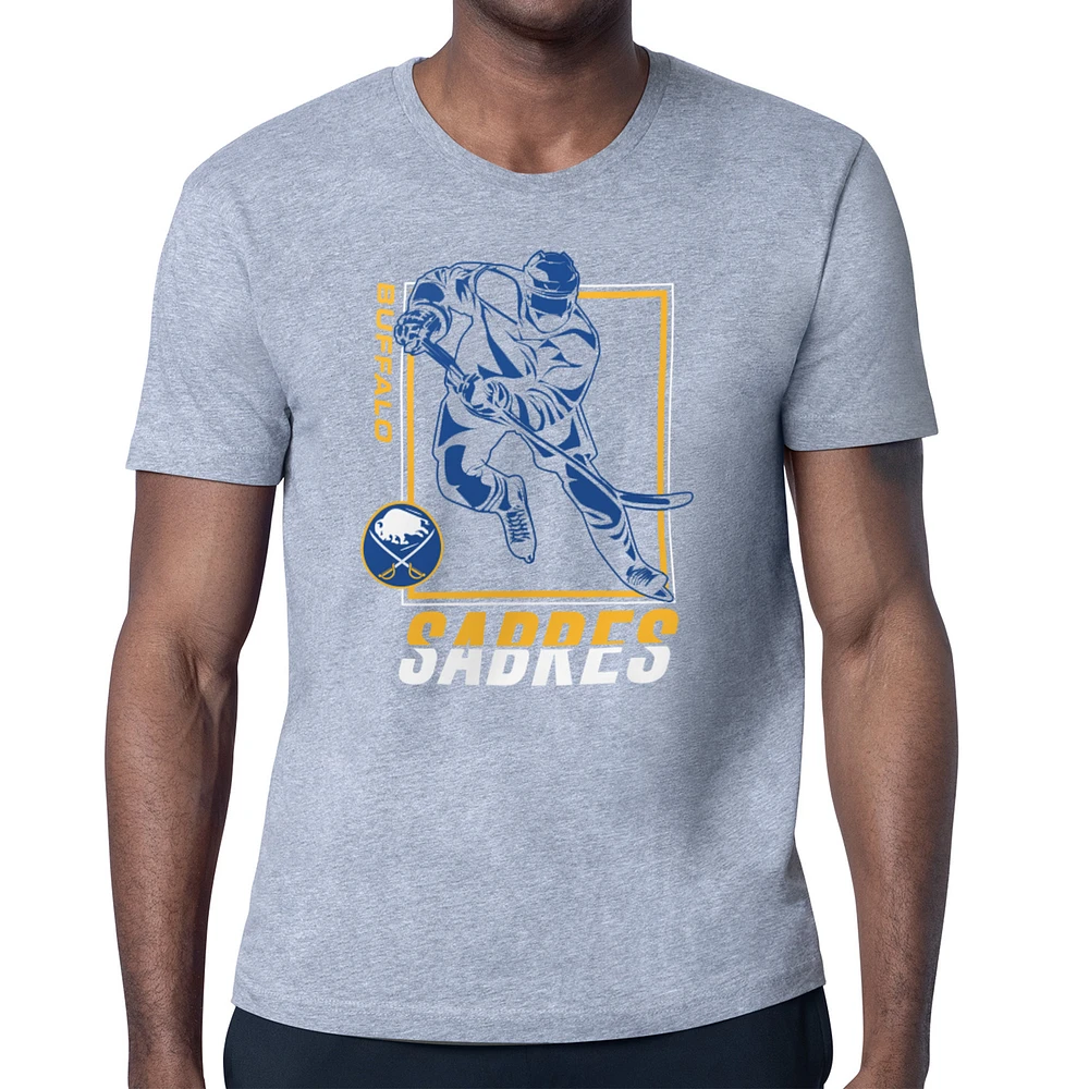 Men's Starter Heather Gray Buffalo Sabres Player Grid T-Shirt