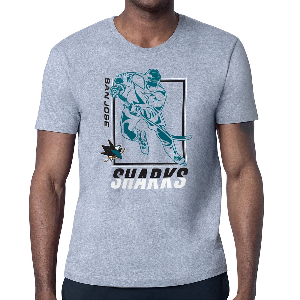 Men's Starter Heather Gray San Jose Sharks Player Grid T-Shirt