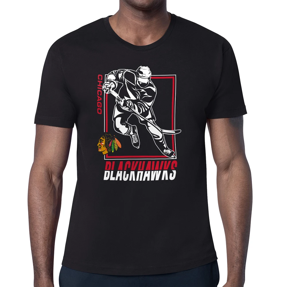Men's Starter Black Chicago Blackhawks Player Grid T-Shirt