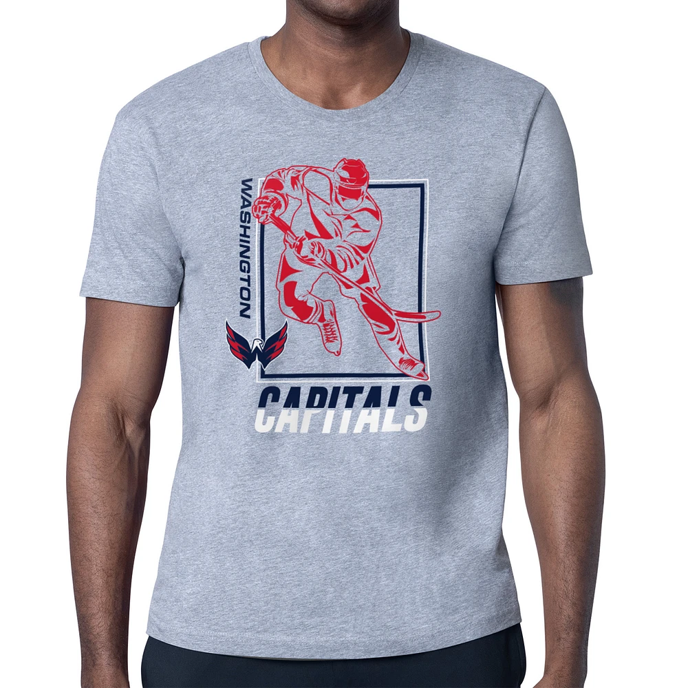 Men's Starter Heather Gray Washington Capitals Player Grid T-Shirt