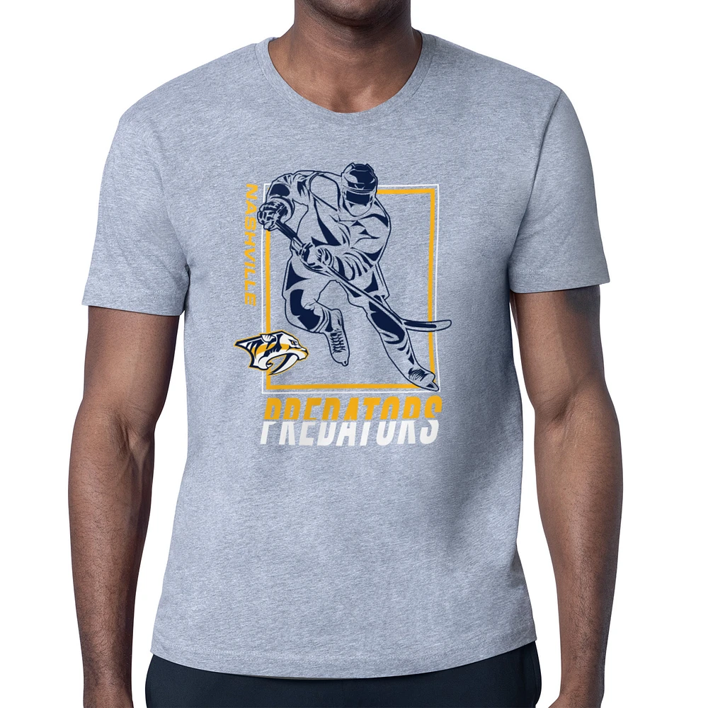 Men's Starter Heather Gray Nashville Predators Player Grid T-Shirt