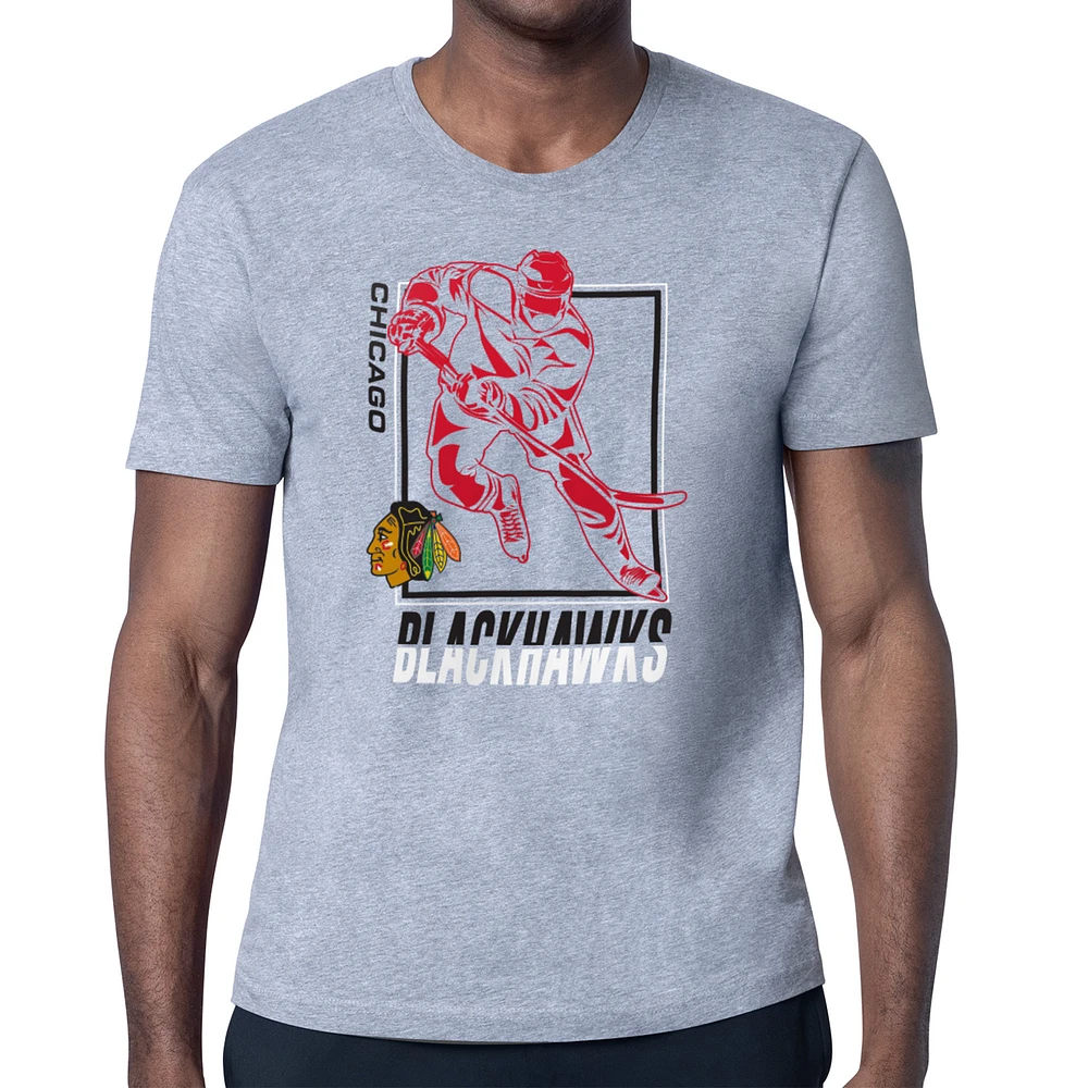 Men's Starter Heather Gray Chicago Blackhawks Player Grid T-Shirt