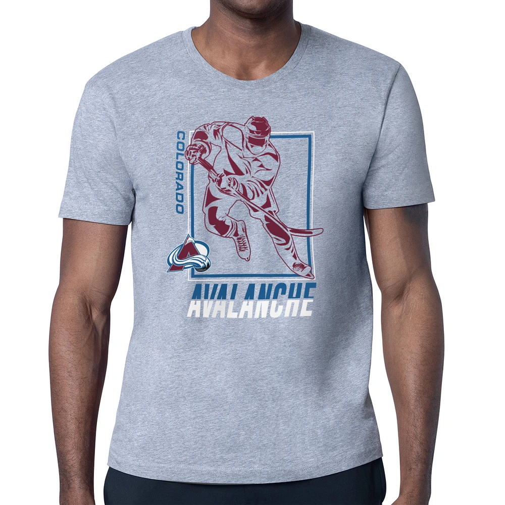 Men's Starter Heather Gray Colorado Avalanche Player Grid T-Shirt