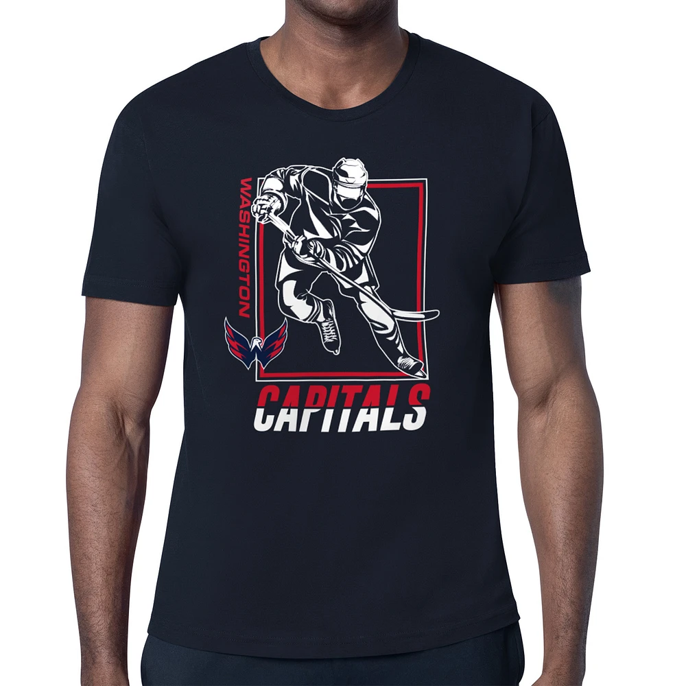 Men's Starter Navy Washington Capitals Player Grid T-Shirt