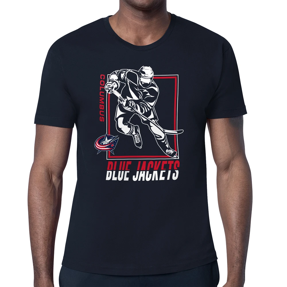 Men's Starter Navy Columbus Blue Jackets Player Grid T-Shirt