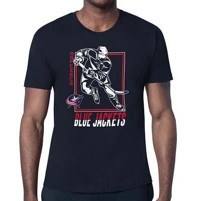 Men's Starter Navy Columbus Blue Jackets Player Grid T-Shirt