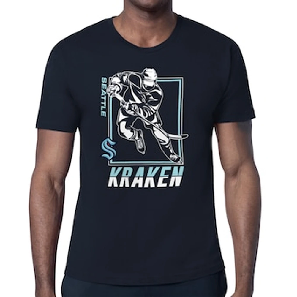 Men's Starter Deep Sea Blue Seattle Kraken Player Grid T-Shirt