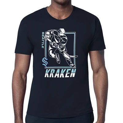 Men's Starter Deep Sea Blue Seattle Kraken Player Grid T-Shirt