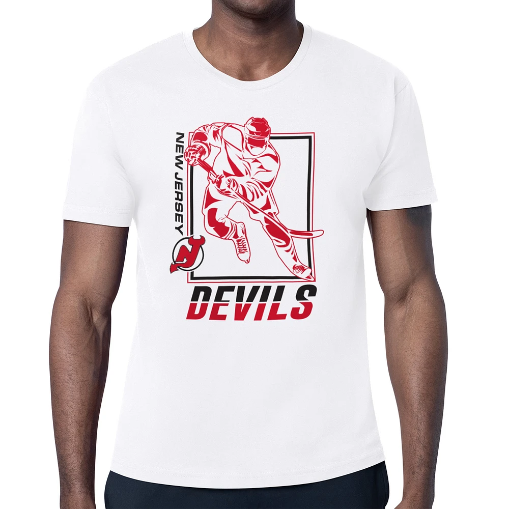 Men's Starter White New Jersey Devils Player Grid T-Shirt