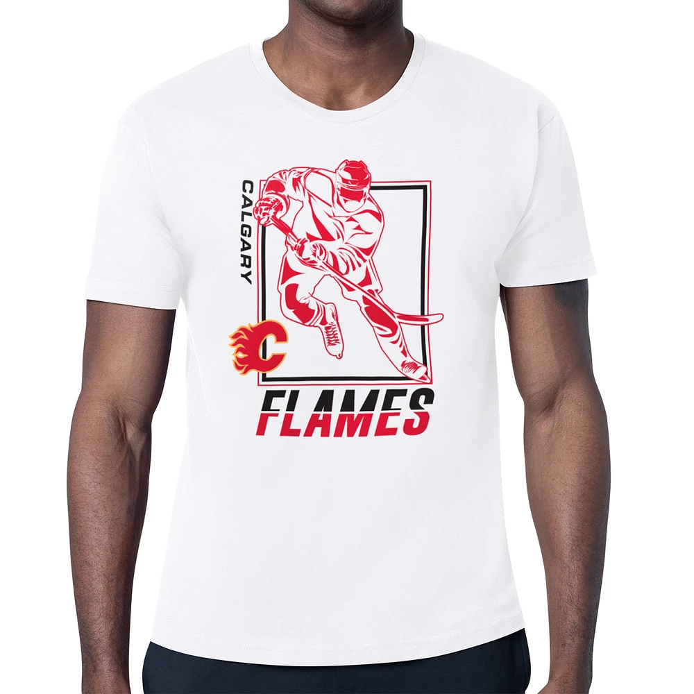 Men's Starter White Calgary Flames Player Grid T-Shirt