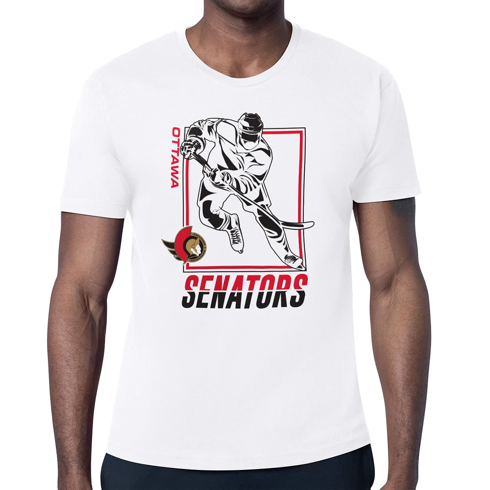 Men's Starter White Ottawa Senators Player Grid T-Shirt