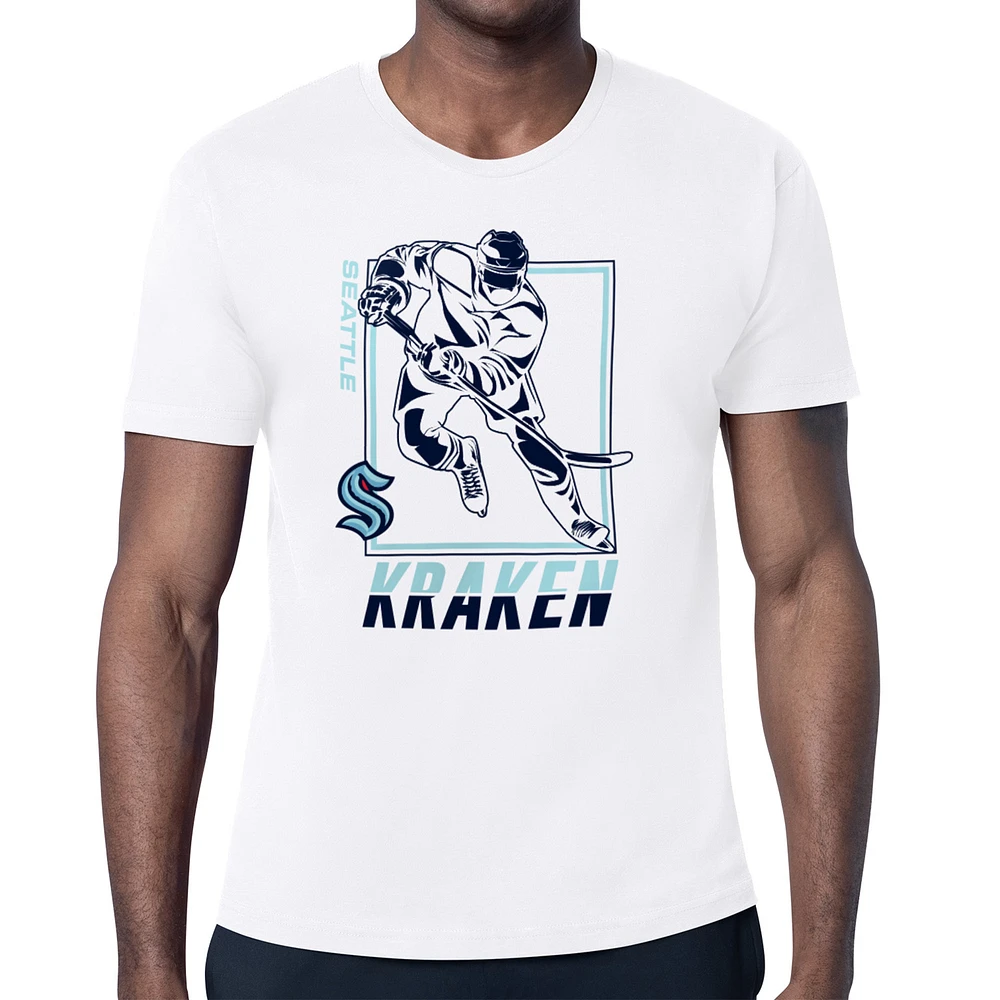 Men's Starter White Seattle Kraken Player Grid T-Shirt