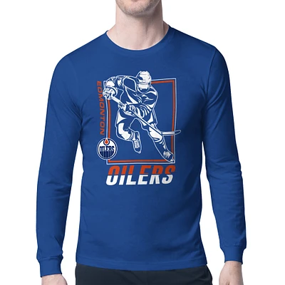 Men's Starter Royal Edmonton Oilers Player Grid Long Sleeve T-Shirt